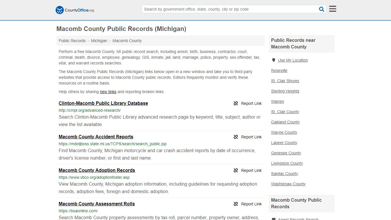 Public Records - Macomb County, MI (Business, Criminal, GIS, Property ...